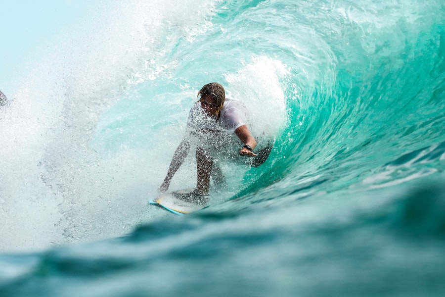 Surfer on a wave at the West Coast of Portugal
